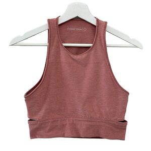 Outdoor Voices Slashback Cut Out Crop Top Long Sports Bra Womens S Mauve Pink